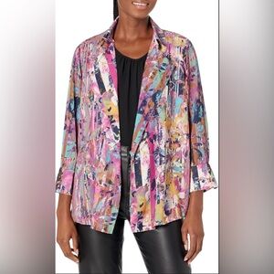 Multiples Womens 3 Quarters Sleeve Drapey Lapel Open Front Jacket